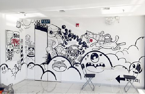 隆回手绘墙并非传统涂鸦。